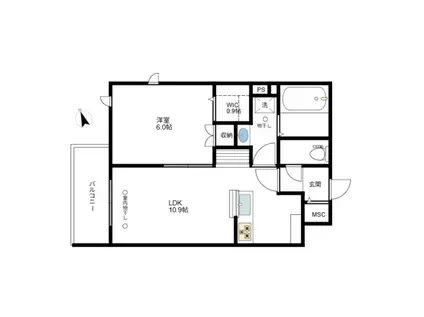 PALM SPRINGS 下丸子(1LDK/2階)の間取り写真