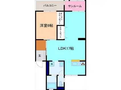 シャンドマルス(1LDK/1階)の間取り写真