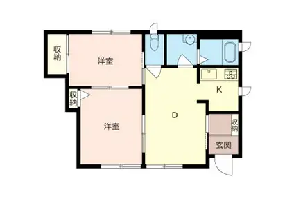 カーサ三矢小台A(2LDK/2階)の間取り写真