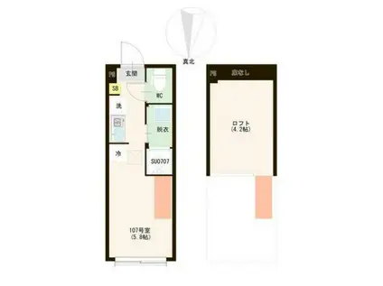 ハーモニーテラス富士見台IV(ワンルーム/1階)の間取り写真