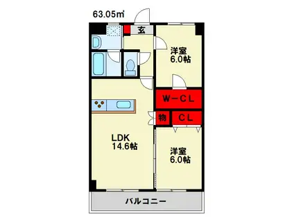 MERVEILLE ISHIDA(2LDK/2階)の間取り写真