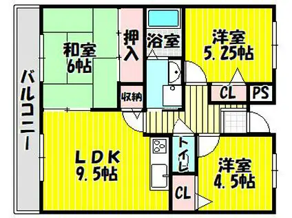 コンフォート津々山(3LDK/1階)の間取り写真