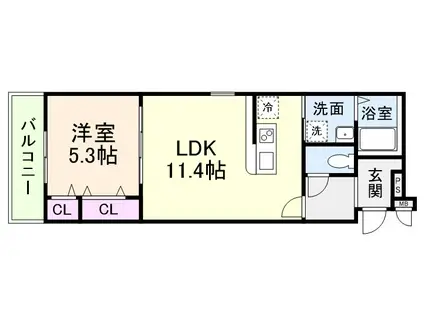 フジパレス住吉遠里小野5番館(1LDK/1階)の間取り写真
