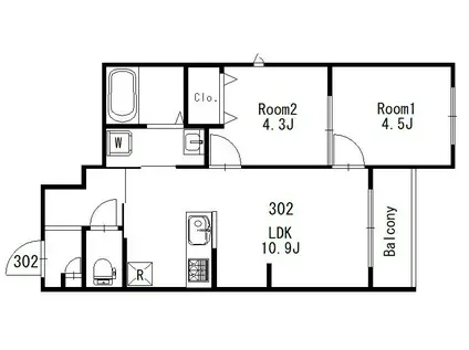 RESORTE(2LDK/3階)の間取り写真