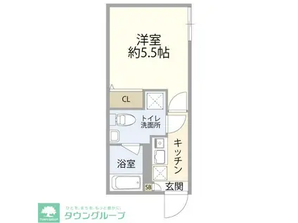 プティレスト平和島(1K/2階)の間取り写真