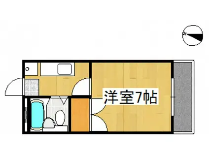 マンションハピネス(1K/2階)の間取り写真