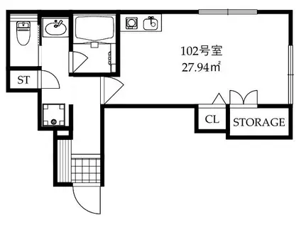GREEN G SAKURAGAOKA(ワンルーム/1階)の間取り写真