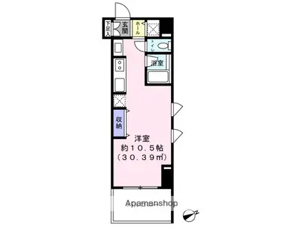 パーシモン・シティIII(ワンルーム/3階)の間取り写真