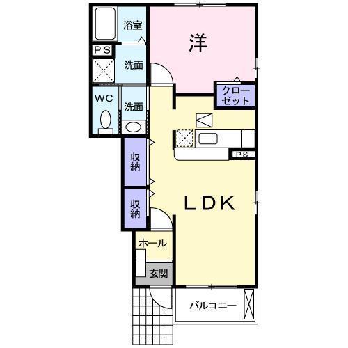 ソレイユ(1LDK/1階)の間取り写真
