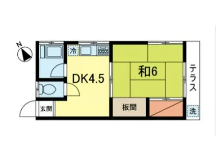 睦荘(1K/1階)の間取り写真