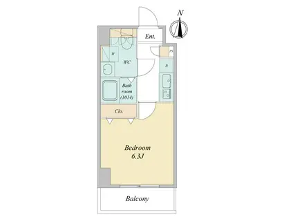 ドゥーエ蕨(1K/6階)の間取り写真