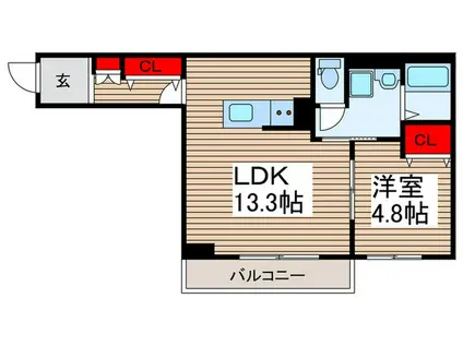 リーブルファイン西浦和II(1LDK/1階)の間取り写真