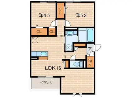 ヴィラソレアーダ中野E(2LDK/2階)の間取り写真