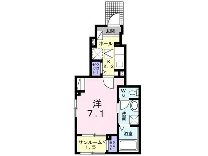 アネモスヒルズ姫路早瀬I(1K/1階)の間取り写真