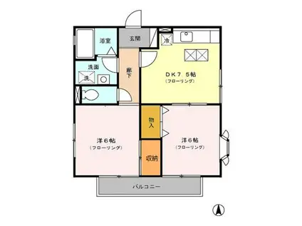 パルティシオンコート(2DK/2階)の間取り写真