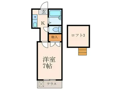 サンワパレス折尾III(1K/1階)の間取り写真