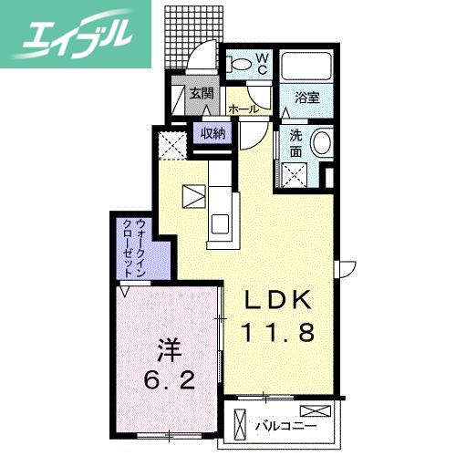メゾフォルテ京山(1LDK/1階)の間取り写真