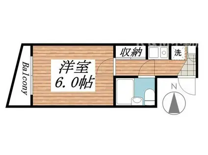 ジョイフル柏(1K/2階)の間取り写真