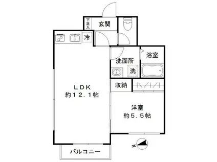 パセオ下北沢(1LDK/3階)の間取り写真