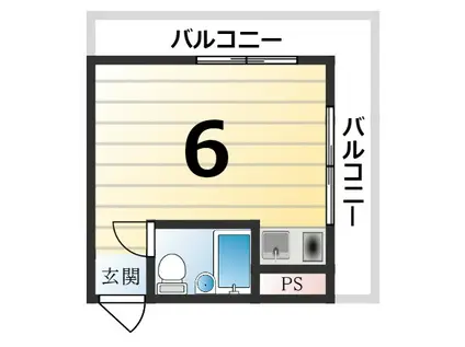 ハイツエフォート 角(ワンルーム/3階)の間取り写真