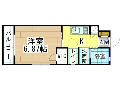  飛幡ブレイン(1K/3階)の間取り写真