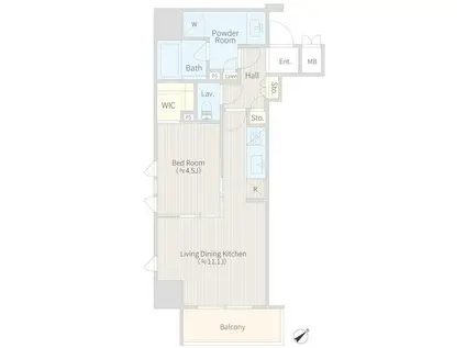 ハイグラウンド神楽坂(1LDK/6階)の間取り写真