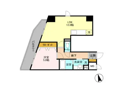 オークスURAWA(1LDK/7階)の間取り写真