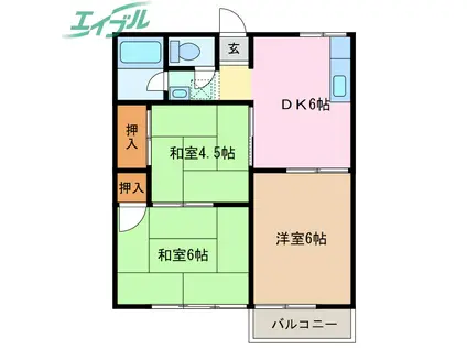 ハイツ山の平(3DK/2階)の間取り写真