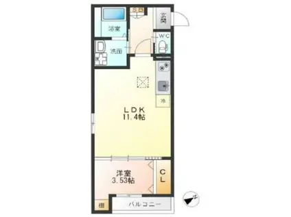 トレアンシア吹田千里丘(1LDK/3階)の間取り写真