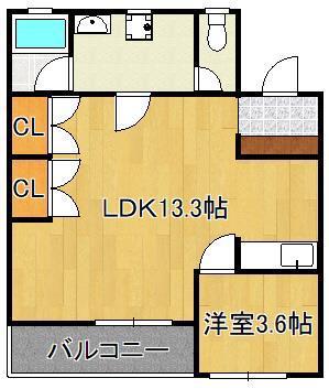 FORZA馬借(1LDK/1階)の間取り写真
