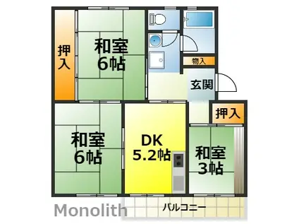 UR泉北茶山台2丁7番5号棟(3DK/5階)の間取り写真