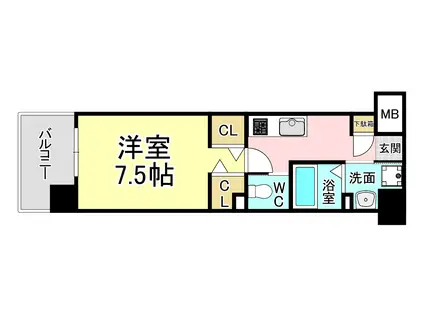 ウイングス西本町(1K/7階)の間取り写真