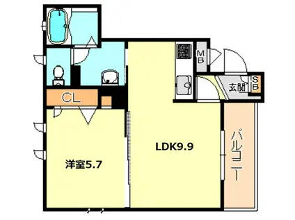 シャーメゾン羽坂通(1LDK/1階)の間取り写真