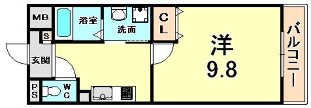 サンブルーム(1K/1階)の間取り写真