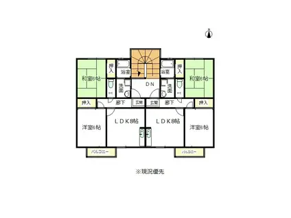 グリーンハイツ(2LDK/2階)の間取り写真
