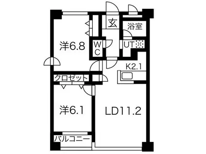 ノヴァ南円山(2LDK/3階)の間取り写真