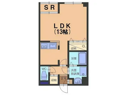 イーハトーブ月(ワンルーム/2階)の間取り写真