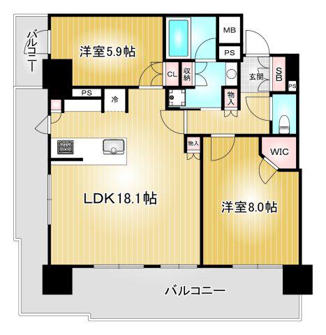 ザ・ファインタワー名古屋今池(2LDK/14階)の間取り写真