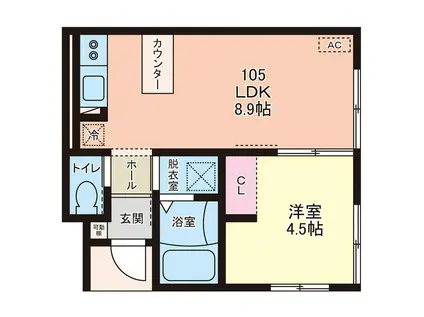 EFFORIA TRIA(1LDK/1階)の間取り写真