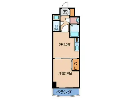 ノルデンタワー天神橋(1DK/19階)の間取り写真