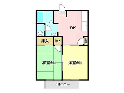 セントポーリア葵D(2DK/1階)の間取り写真