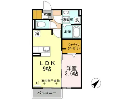 フレ・セゾン(1LDK/2階)の間取り写真