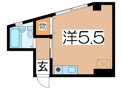 鈴木ビル(ワンルーム/2階)の間取り写真