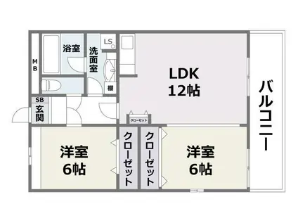ヒルズウォークK(2LDK/4階)の間取り写真