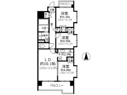 ザ・グランフォーリア西日暮里 赤土小学校前ステーションマークス(3LDK/11階)の間取り写真