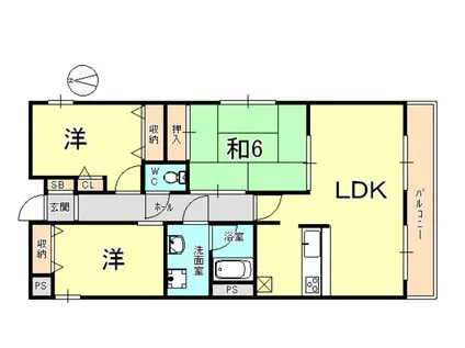キャロル御影(3LDK/2階)の間取り写真