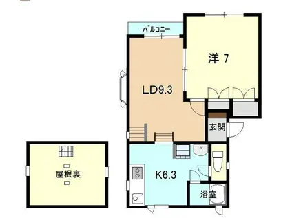 BEL TRAMONTO(1LDK/2階)の間取り写真