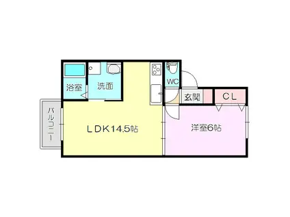 プリマコート1(1LDK/2階)の間取り写真