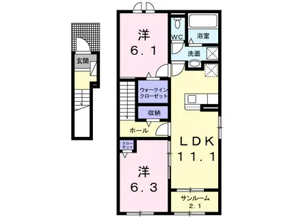 スマイルIII(2LDK/2階)の間取り写真