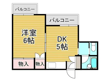 中台ハイツ(1DK/2階)の間取り写真